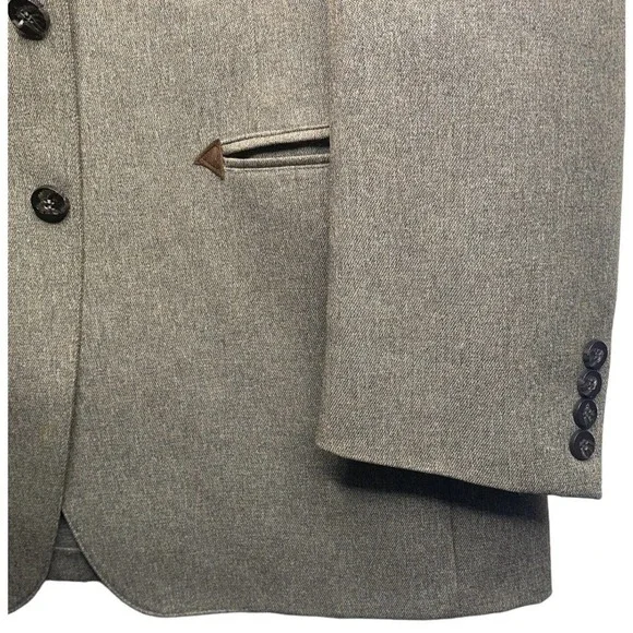 VTG 60s Rittels Western Wear Mens 42L Brown with Leather Trim Sport Coat - Picture 3 of 16